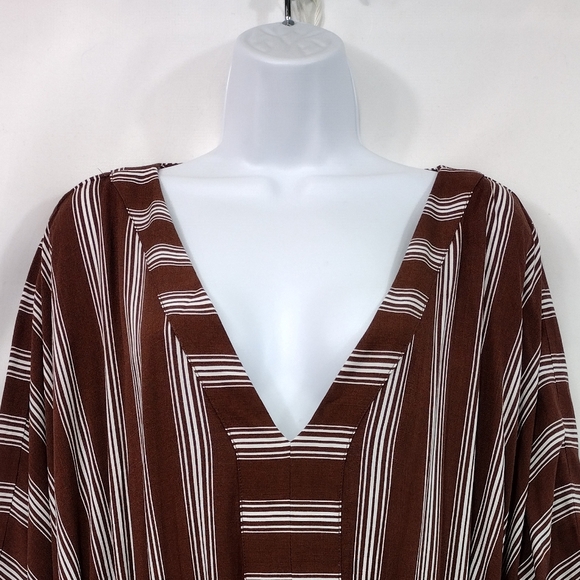 NWT City Chic Stripped Casablanca Dress Women's XL Brown White Boho Retro 90s - Picture 3 of 14